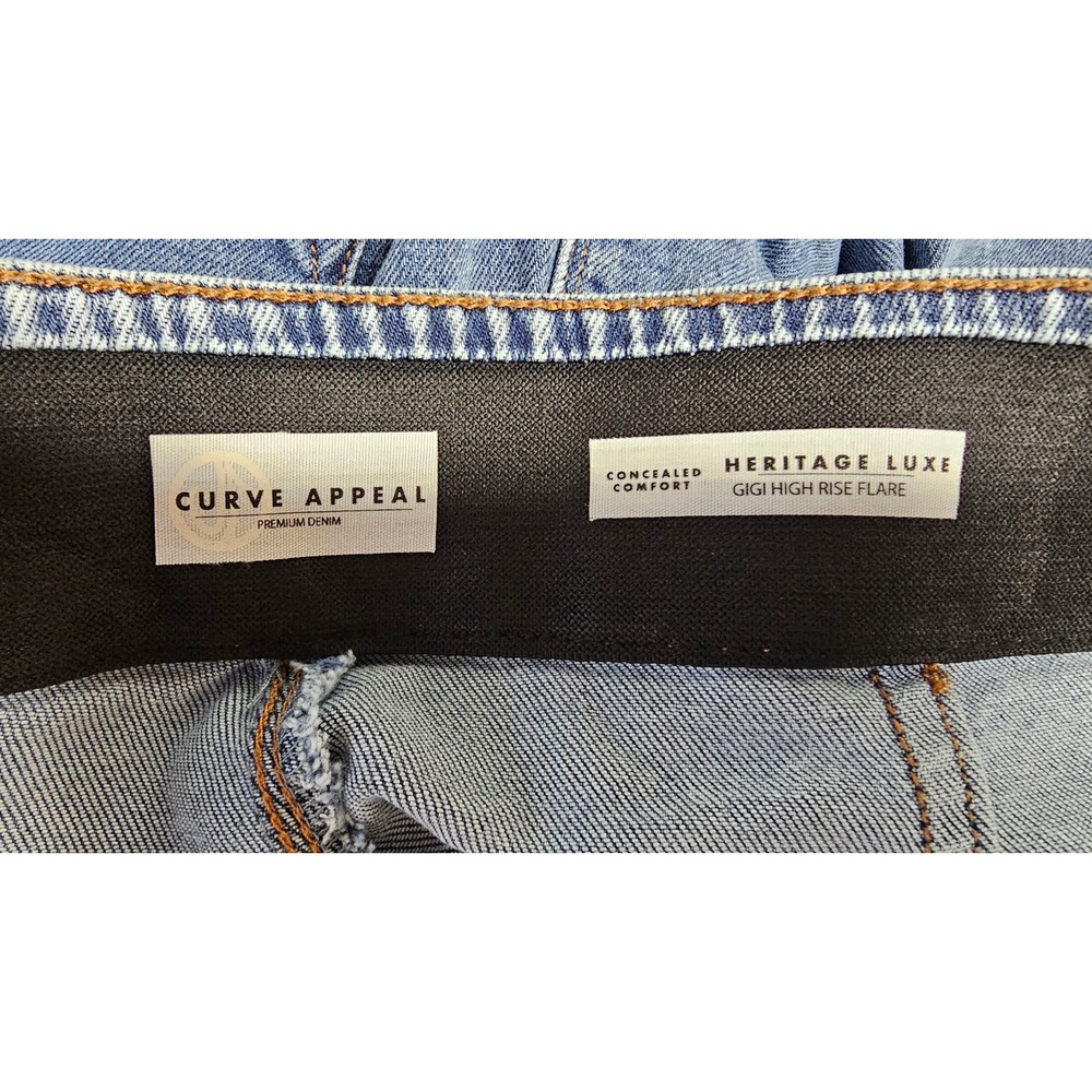 CURVE APPEAL‎ Heritage Luxe Gigi High Rise Flare Jeans Size 14/32 Stretch Denim - Picture 4 of 6